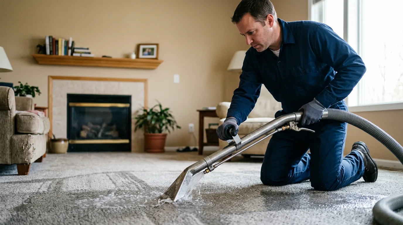 Water damage restoration technician working near Erie, MI